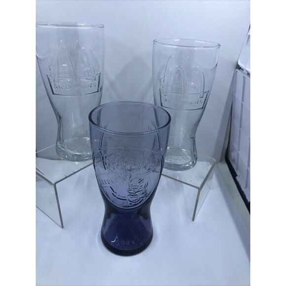 Set Of 3 McDonalds Drinking Glasses Speedee 1955 Purple 2x1992 Clear - Picture 1 of 16